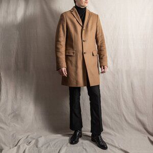 Banana Republic Men's Camel Wool Topcoat Medium Wool Blend Overcoat Medium
